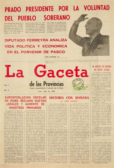 La Gaceta De Las Provincias Lima 1956 1957 Fuentes Históricas Del Perú