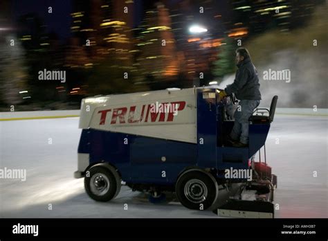 Zamboni Machine Resurfacing The Ice Of The Wollman Rink In Central Park
