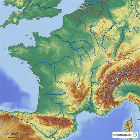 Detaillierte karten von frankreich in höher auflosung. StepMap - Stumme Karte_Frankreich - Landkarte für Frankreich