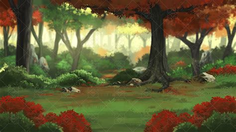 Red Autumn Forest Rpg Background Gamedev Market