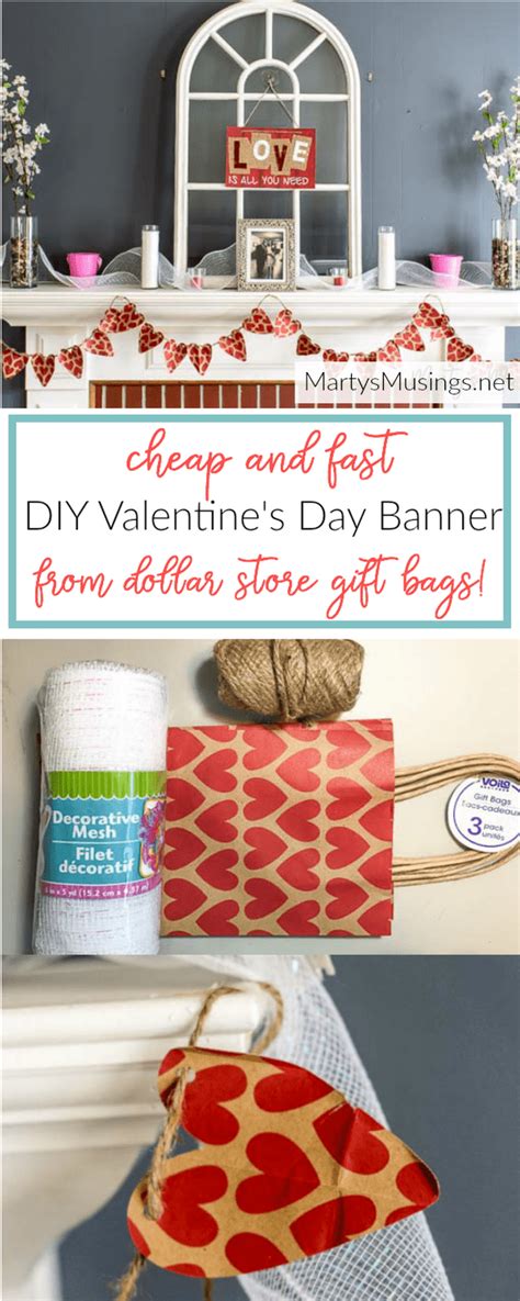 This brown bag tea cup can serve as a fun valentine decoration or you can use it as a valentine candy bag. DIY Valentine's Day Banner: cheap and easy with gift bags!