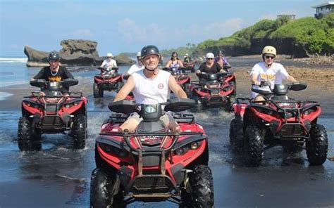 Atv Quad Biking On The Beach Combined By Visiting Tanah Lot Temple Gorgeous Bali Tours