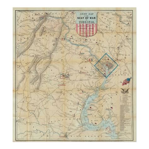 Vintage Northern Virginia Civil War Map 1862 Poster Zazzle