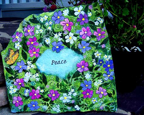Hand Painting Garden Rocks Flowers And Fairies Rock Painting Art