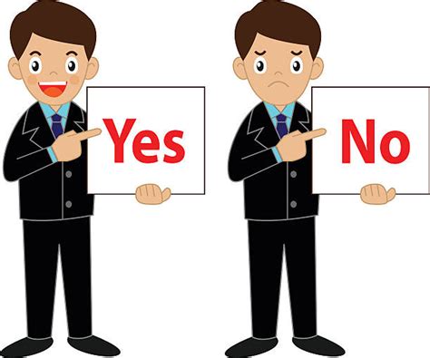 Royalty Free Businessman Holding A Signboard With The Word Yes Or No