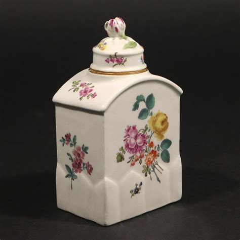 Meissen Porcelain Botanical Tea Caddy Or Tea Canister Circa 1760 Bada