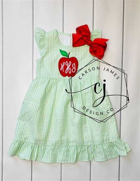 Monogram Back To School Apple Dress For Baby Toddler Girls Etsy