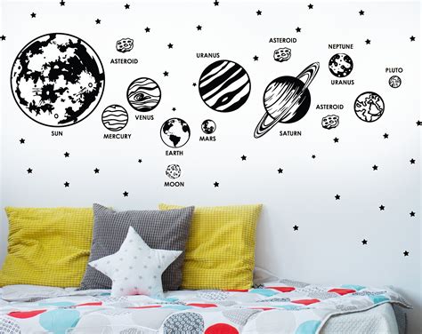 Space Wall Decal Planets Solar System Vinyl Wall Decals Etsy