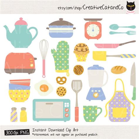 Cooking Tools Clipart Cute Kitchen Items Kitchen Tools Etsy Clip