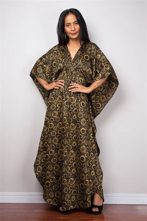 Black Kaftan Cotton Silk Maxi Dress Resort Evening Dress Etsy Silk