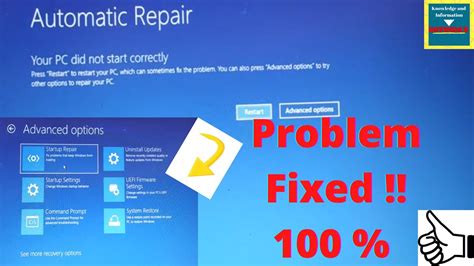 How To Fix Automatic Repair Loop Problem In Windows Your Pc Did Not Start Correctly