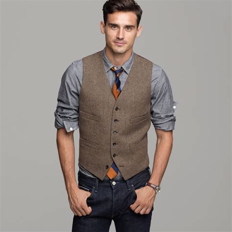 In addition, ivory vest and tie, mens dress wear for wedding along with mens fashion dress on. J.Crew Harvest Herringbone Vest in Brown for Men - Lyst