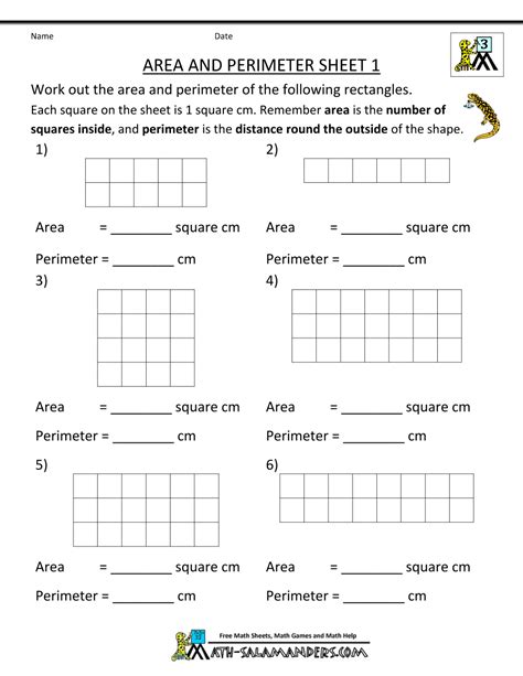 Area And Perimeter Worksheets 3rd Grade Free