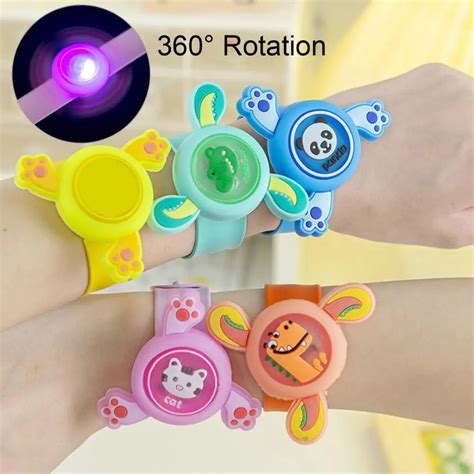 1pcs Children S Luminous Wrist Band Manual Rotating Soft Flash Gyro