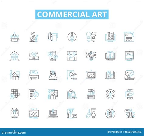 Commercial Art Linear Icons Set Aesthetics Creativity Design