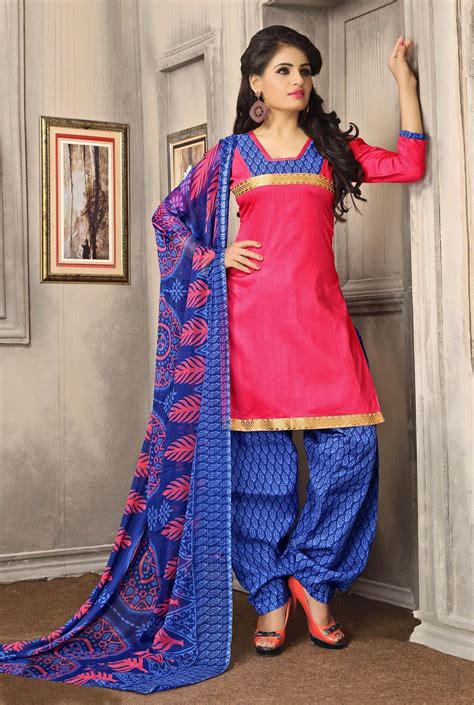 Pink Cotton Punjabi Suit 59546 Fancy Blouse Designs Chudidar Designs