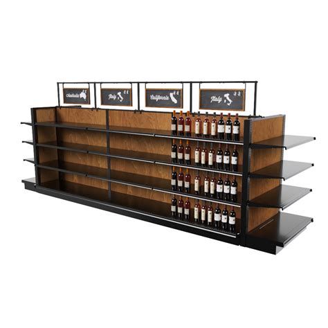 Black Liquor Store Shelving Island Display With 32 Shelves Dgs Retail