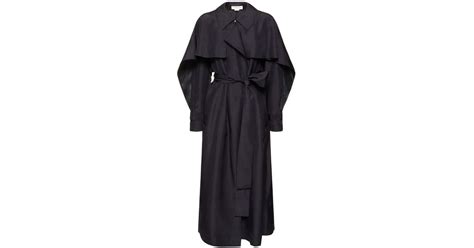 Victoria Beckham Pleated Silk Trench Coat In Black Lyst