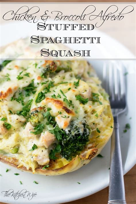 Chicken And Broccoli Alfredo Stuffed Spaghetti Squash Recipe The