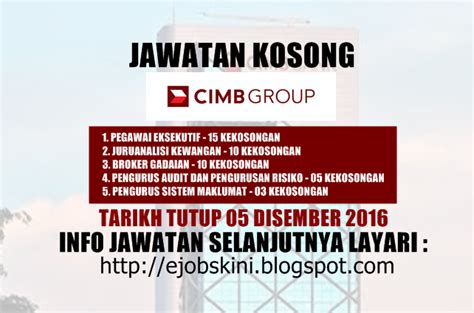 Jawatan kosong di universiti kebangsaan malaysia ukm. Jawatan Kosong Terkini di CIMB Group - 05 Disember 2016