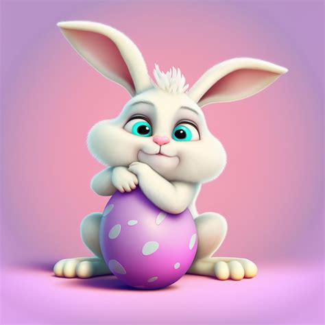 Premium Photo Cute Easter Bunny Rabbit Inside A Cracked Egg Generative Ai
