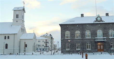 Beautiful White Snow In Reykjavík Icelands Capital City