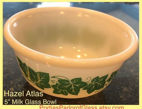 S Hazel Atlas Ivy Milk Glass Mixing Bowls Etsy