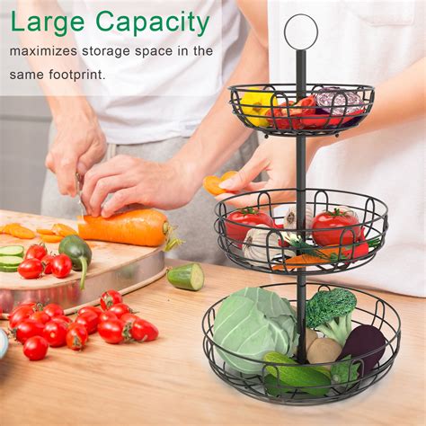 Auledio 3 Tier Detachable Countertop Hanging Fruit Vegetables Basket