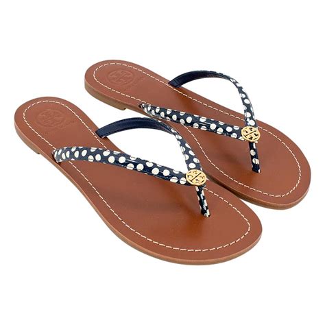 Find the latest designer fashion &. Tory Burch - Tory Burch Navy/White Nautical Terra Thong ...