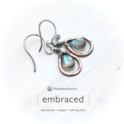 Embrace Smooth Labradorite Briolettes And Copper Sterling Etsy Wire