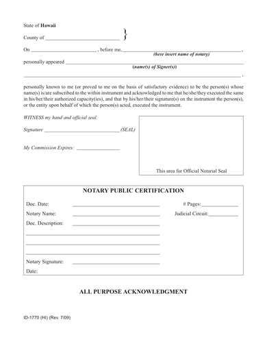 An acknowledgment is the notarial. Notary Form Template | HQ Printable Documents