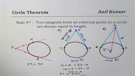 Two Tangents From External Point Are Equal Circle Theorem Example Youtube