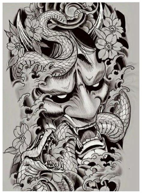 Pin By Ricardo Susko On Tattoo Ideas Oni Mask Tattoo Japanese Snake