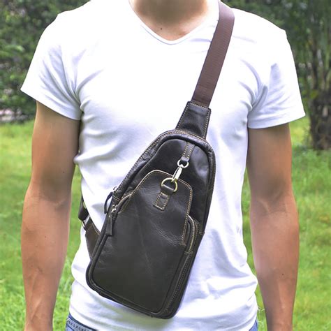 Genuine Leather Real Cowhide Sling Chest Day Back Pack Vintage Trend