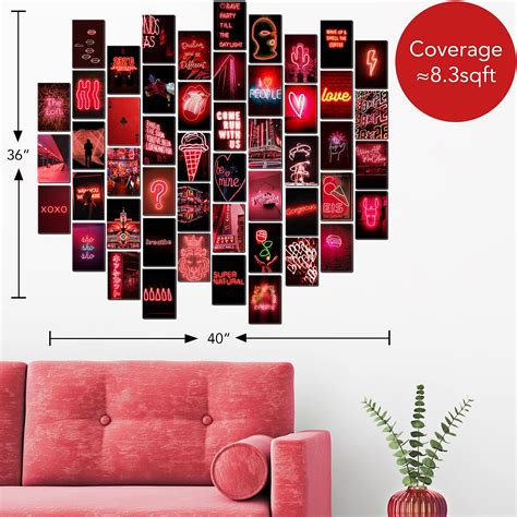 Buy Koll Decor Red Aesthetic Room Decor Wall Collage Aesthetic 50 Set