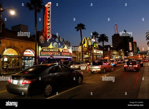 United States California Los Angeles Hollywood Boulevard At Night
