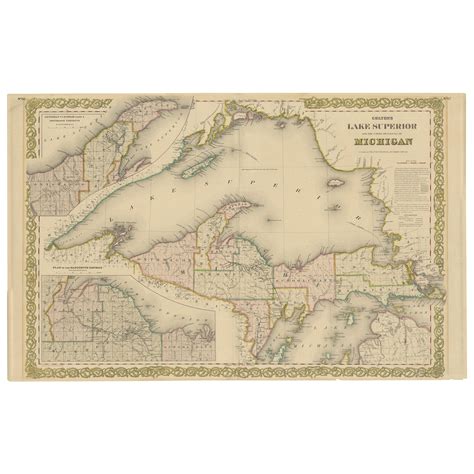 Antique Map Of Lake Superior And The Upper Peninsula Of Michigan For