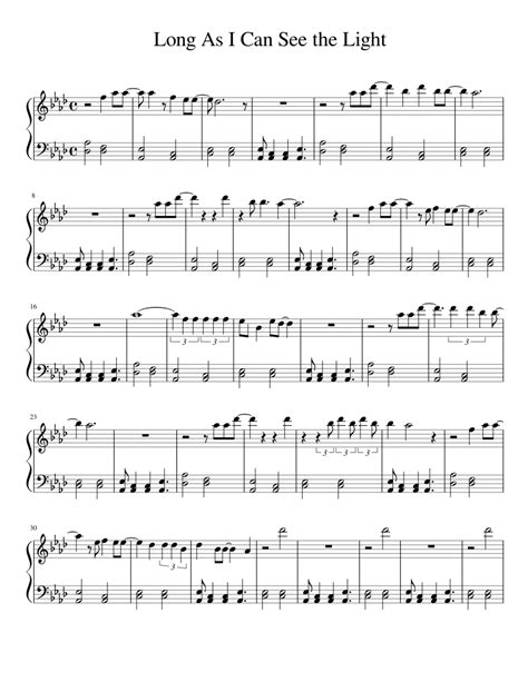 Long As I Can See The Light Sheet Music For Piano Download Free In Pdf
