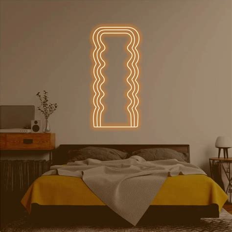 Wavy Neon Mirror Sign Custom Led Light Home Decor Bedroom Led Etsy