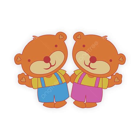 Gambar Beruang Kembar Kartun Lucu Lucu Boneka Anak Png Dan Vektor