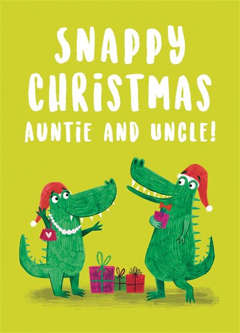 Cute Crocodile Auntie And Uncle Christmas Card Scribbler