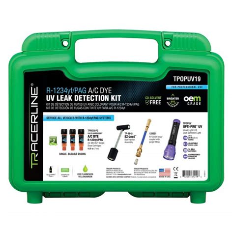 With the highpower uv lamp, the leak will glow brightly and be spotted easily. Tracer Products® TPOPUV19 - R1234yf/PAG™ A/C Dye UV Leak ...