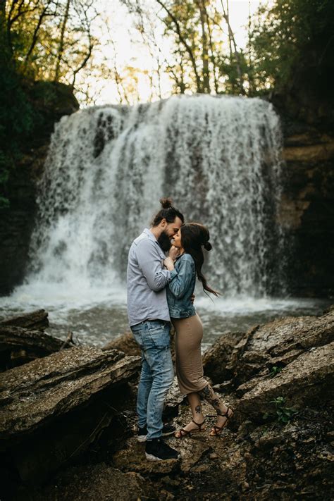 Moody Waterfall Ohio Engagement Photos Simple Engagement Photos Couple Engagement Pictures