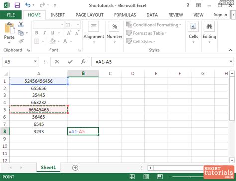 Note there is no subtract function in excel. subtract numbers ms excel 2013