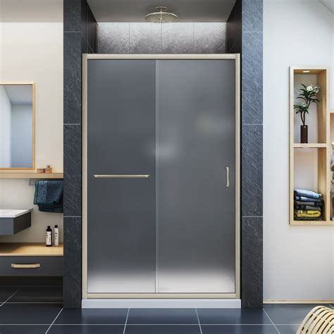 dreamline infinity z 44 48 in w x 72 in h semi frameless sliding shower door frosted glass in