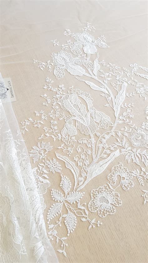 Imperial Lace Floral Organic Embroidery On Tulle Fabric By Imperial