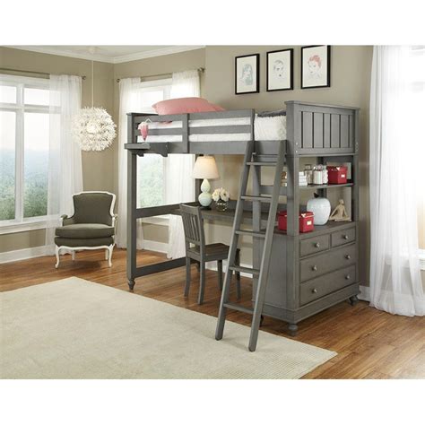 Hillsdale Furniture Twin Lakehouse Loft Bed Wdesk Gray Bunks And Beds