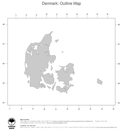 Peninsula of northern europe forming parts of denmark and germany. Map Denmark; GinkgoMaps continent: Europe; region: Denmark