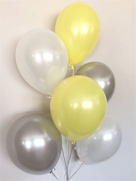 Yellow and Gray Balloon Bouquet | Gray and Yellow Balloons | Yellow Balloons | Yellow and Gray ...