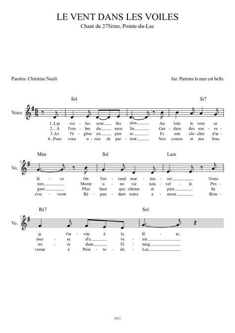 Le vent dans les voiles sheet music download free in PDF or MIDI